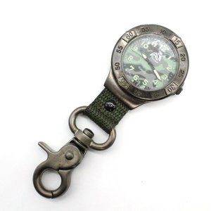 Vintage Trout & Goose Clip on Watch With Nylon Strap Gray Tone Stainless Steel
